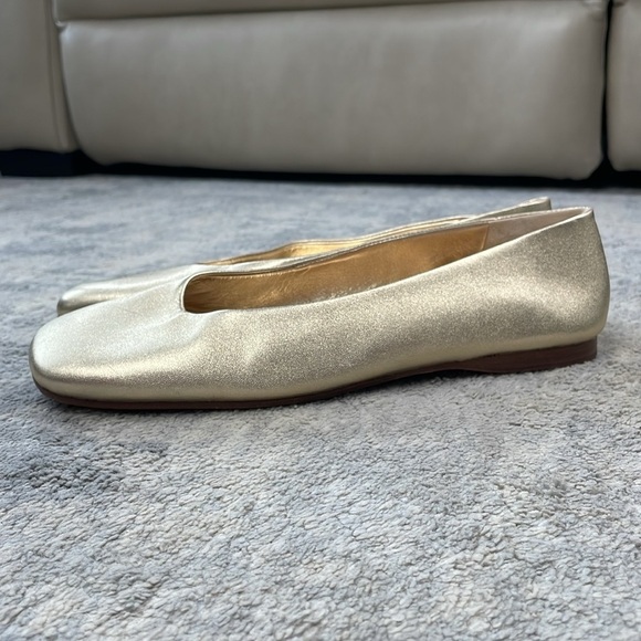 New Vince Leah Gold Metallic Ballet Flats Square Toe Ballerina Sz 10 - Picture 9 of 12